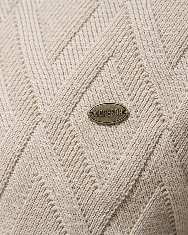 AIOPESON Men's Argyle O-neck Sweater - Warm Knitted Pullover