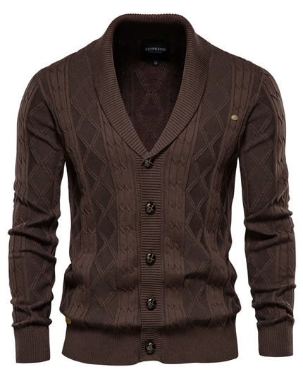 AIOPESON Men’s Argyle Zipper Cardigan - Casual Cotton Winter Sweater