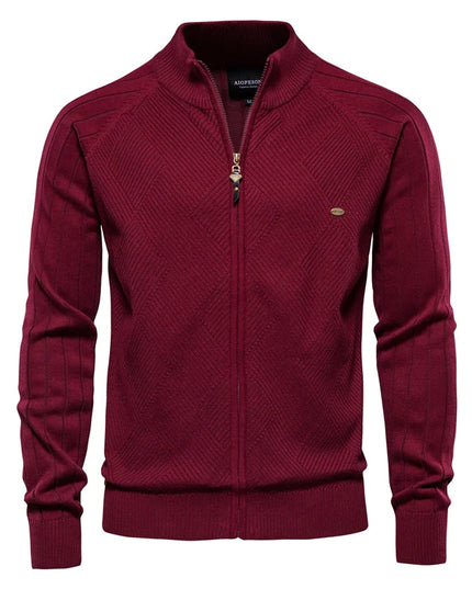 AIOPESON Men’s Argyle Zipper Cardigan - Casual Cotton Winter Sweater