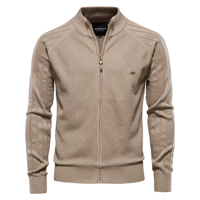 AIOPESON Men’s Argyle Zipper Cardigan - Casual Cotton Winter Sweater