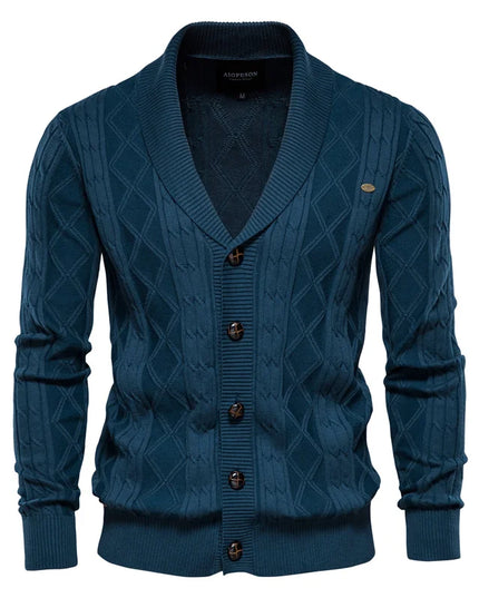 AIOPESON Men’s Argyle Zipper Cardigan - Casual Cotton Winter Sweater