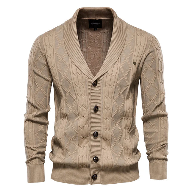 AIOPESON Men’s Argyle Zipper Cardigan - Casual Cotton Winter Sweater