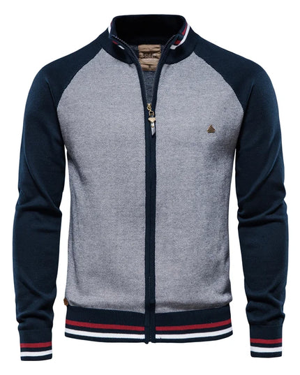 AIOPESON Men’s Argyle Zipper Cardigan - Casual Cotton Winter Sweater