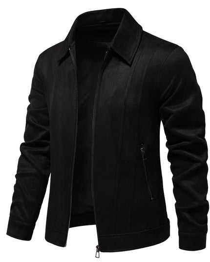 AIOPESON Men's Brown Suede Jacket - Casual Business Faux Leather