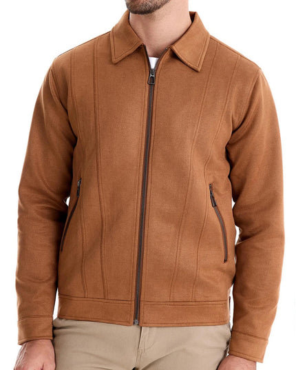 AIOPESON Men's Brown Suede Jacket - Casual Business Faux Leather
