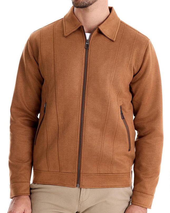 AIOPESON Men's Brown Suede Jacket - Casual Business Faux Leather