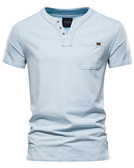 AIOPESON Men's Casual Cotton V-Neck T-Shirts - Summer Short Sleeve