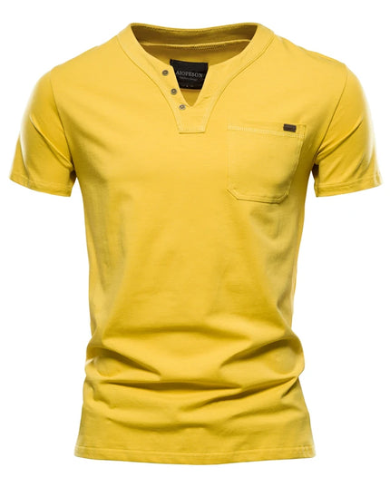 AIOPESON Men's Casual Cotton V-Neck T-Shirts - Summer Short Sleeve