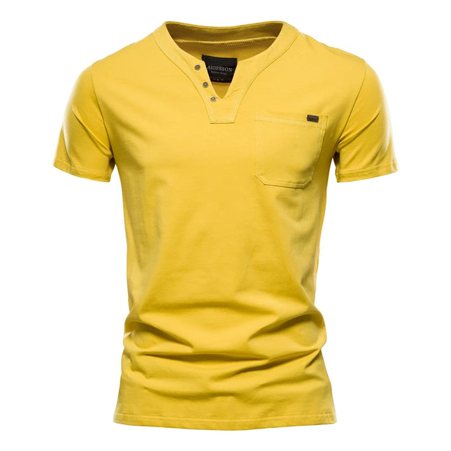 AIOPESON Men's Casual Cotton V-Neck T-Shirts - Summer Short Sleeve