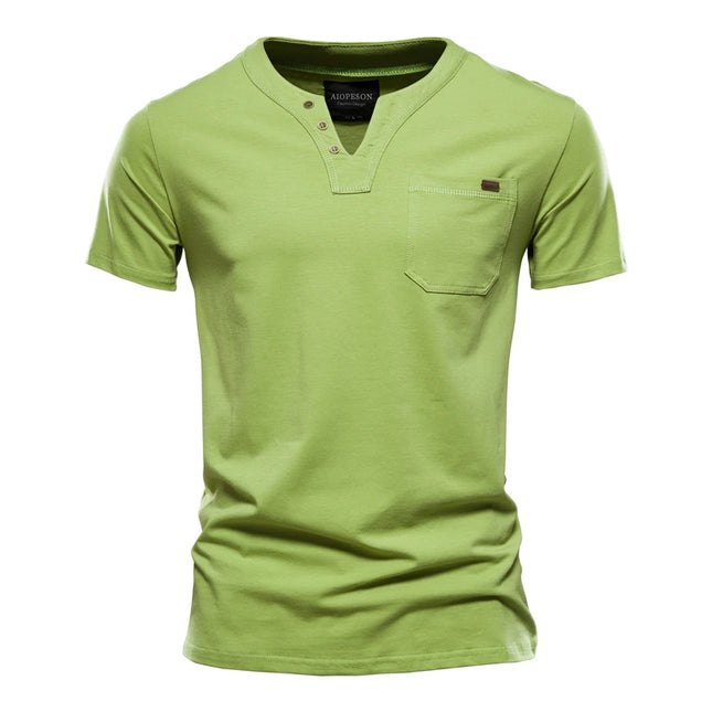 AIOPESON Men's Casual Cotton V-Neck T-Shirts - Summer Short Sleeve
