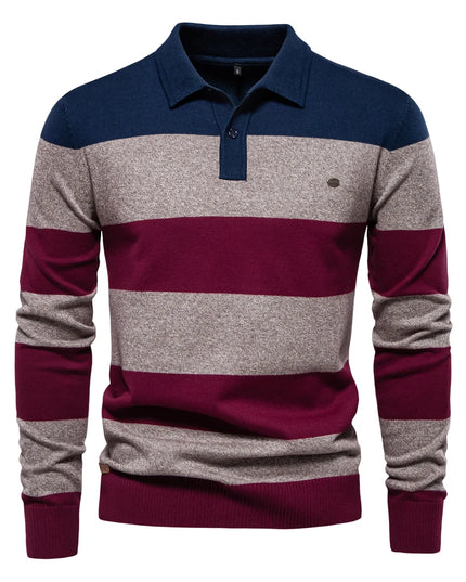 AIOPESON Men's Casual Knit Polo Collar Sweater - Stylish Button-Up