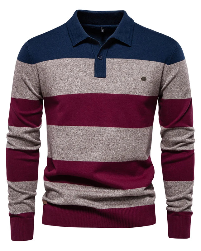 AIOPESON Men's Casual Knit Polo Collar Sweater - Stylish Button-Up