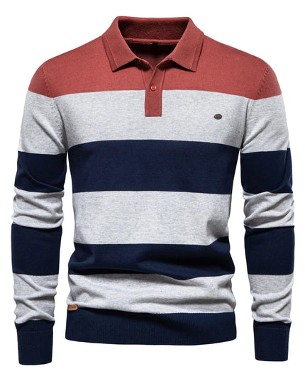 AIOPESON Men's Casual Knit Polo Collar Sweater - Stylish Button-Up