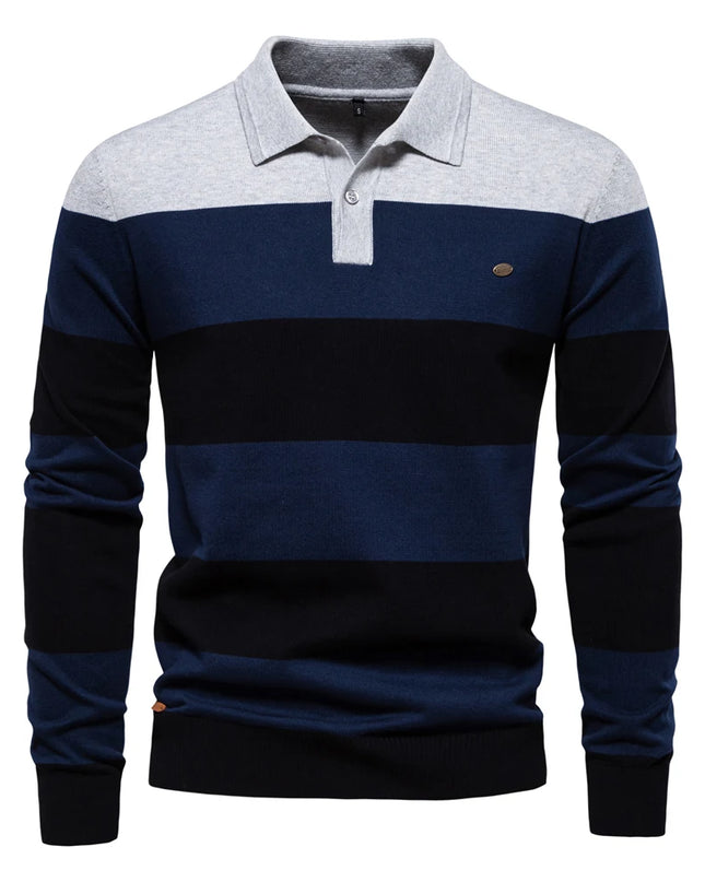 AIOPESON Men's Casual Knit Polo Collar Sweater - Stylish Button-Up