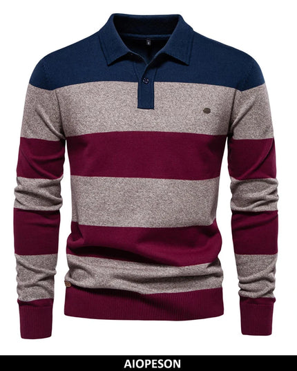 AIOPESON Men's Casual Knit Polo Collar Sweater - Stylish Button-Up