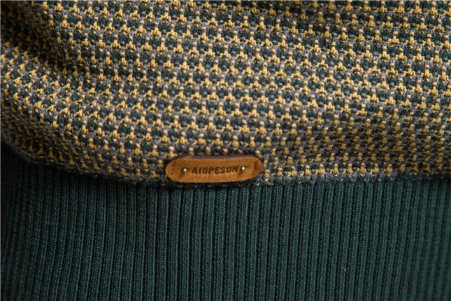 AIOPESON Men's Casual Knitted Sweater - Warm Spliced Pullover