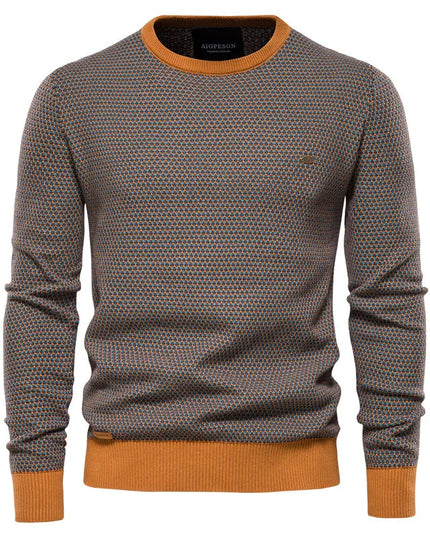AIOPESON Men's Casual Knitted Sweater - Warm Spliced Pullover