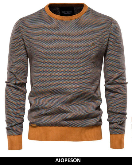 AIOPESON Men's Casual Knitted Sweater - Warm Spliced Pullover