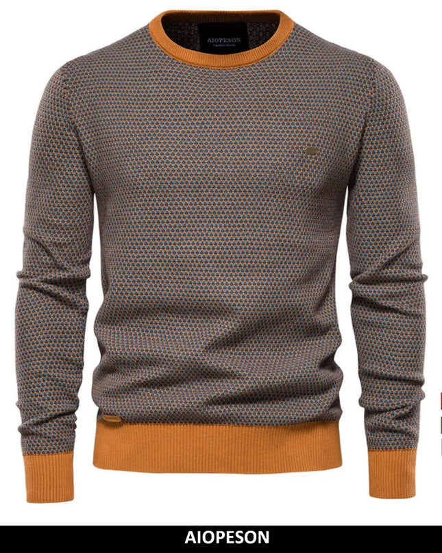 AIOPESON Men's Casual Knitted Sweater - Warm Spliced Pullover