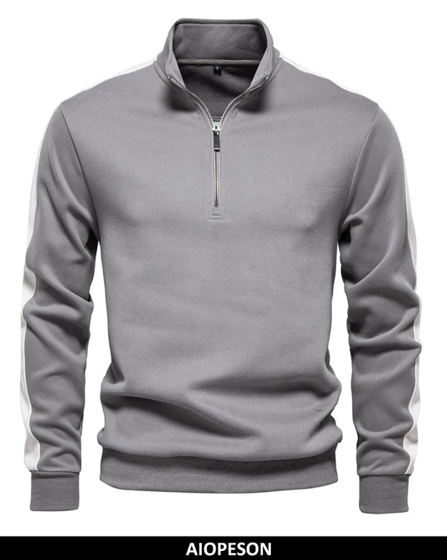 AIOPESON Men's Casual Quarter Zip Pullover - Lightweight Cotton-Blend