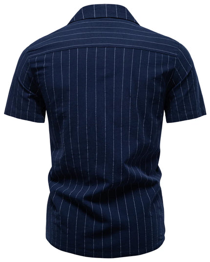 AIOPESON Men’s Casual Short Sleeve Shirt - Stripe Design, Lightweight Cotton