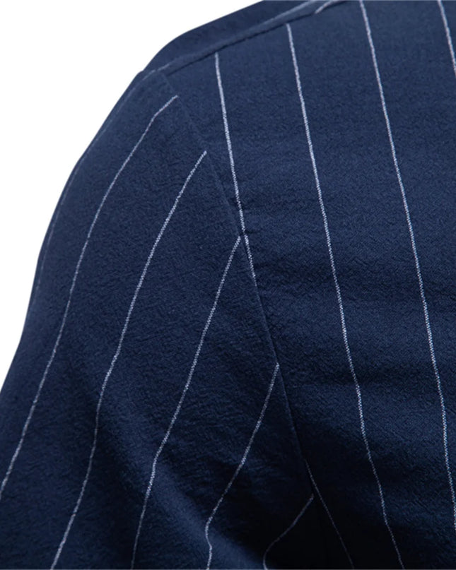 AIOPESON Men’s Casual Short Sleeve Shirt - Stripe Design, Lightweight Cotton
