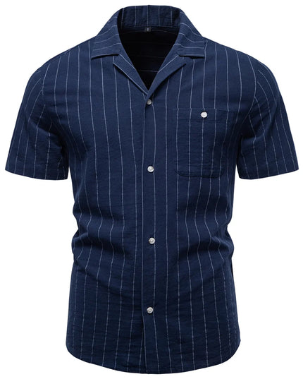 AIOPESON Men’s Casual Short Sleeve Shirt - Stripe Design, Lightweight Cotton
