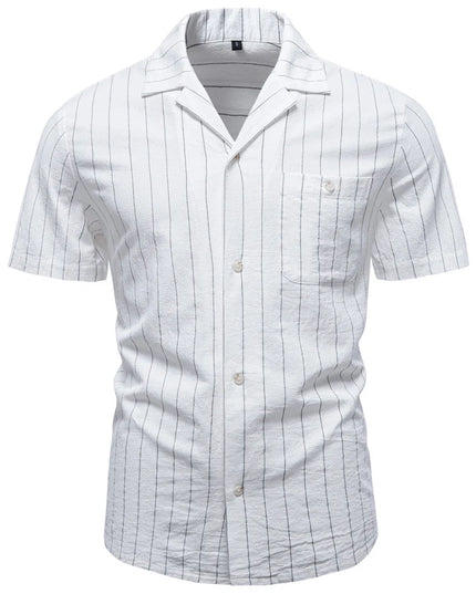 AIOPESON Men’s Casual Short Sleeve Shirt - Stripe Design, Lightweight Cotton