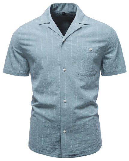 AIOPESON Men’s Casual Short Sleeve Shirt - Stripe Design, Lightweight Cotton