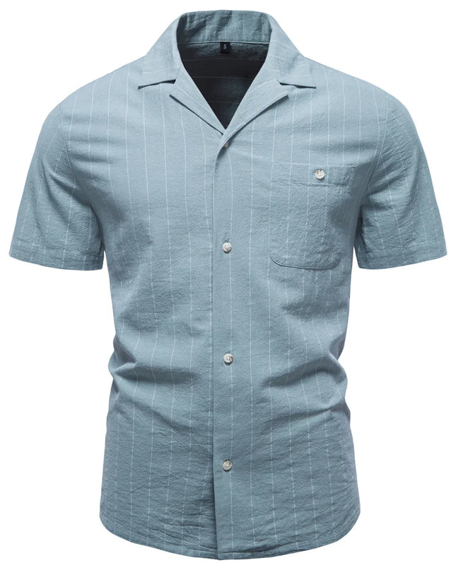 AIOPESON Men’s Casual Short Sleeve Shirt - Stripe Design, Lightweight Cotton