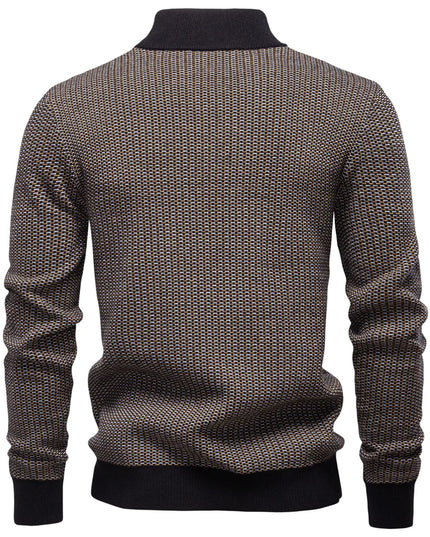 AIOPESON Men's Classic Striped Cotton Blend Mock Neck Sweater