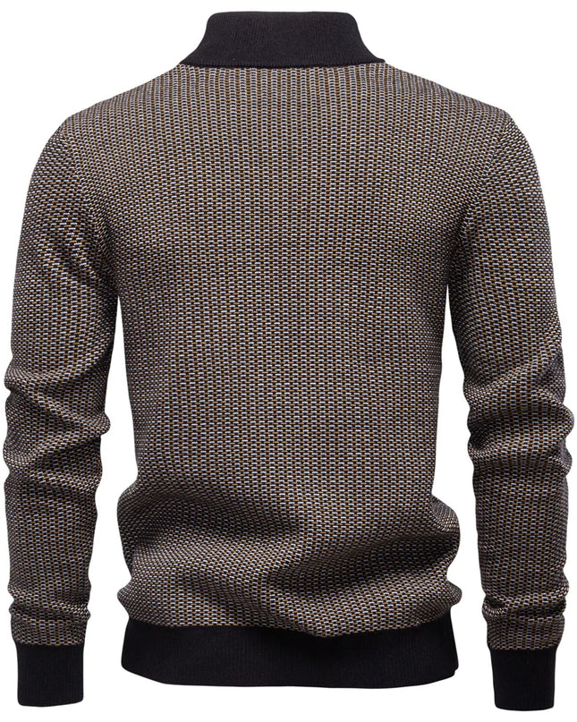 AIOPESON Men's Classic Striped Cotton Blend Mock Neck Sweater