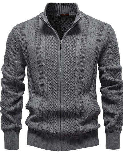 AIOPESON Men's Classic Zip Up Jacket - Warm Cotton Solid Color