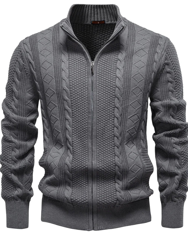 AIOPESON Men's Classic Zip Up Jacket - Warm Cotton Solid Color