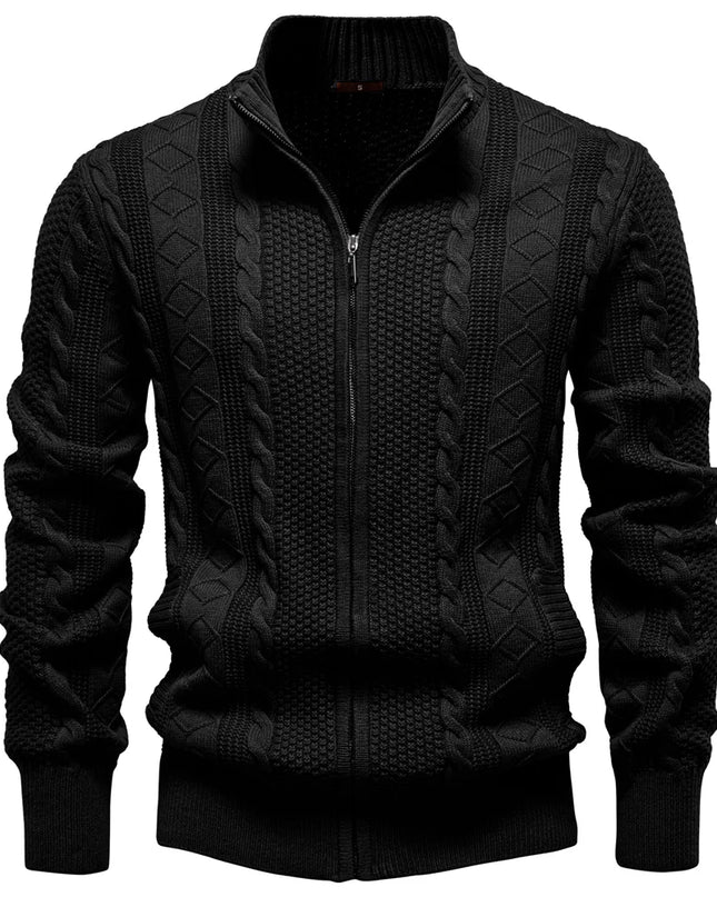AIOPESON Men's Classic Zip Up Jacket - Warm Cotton Solid Color