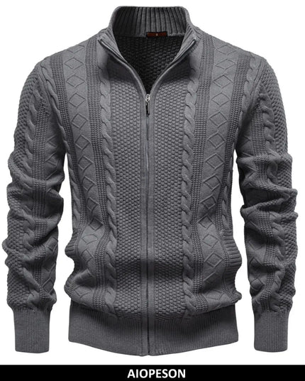AIOPESON Men's Classic Zip Up Jacket - Warm Cotton Solid Color
