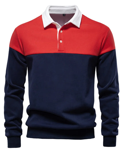 AIOPESON Men's Color Block Cotton Sweatshirt - Long Sleeve Casual Style
