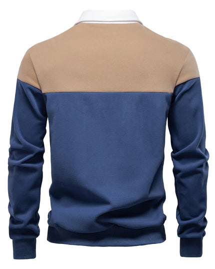 AIOPESON Men's Color Block Cotton Sweatshirt - Long Sleeve Casual Style