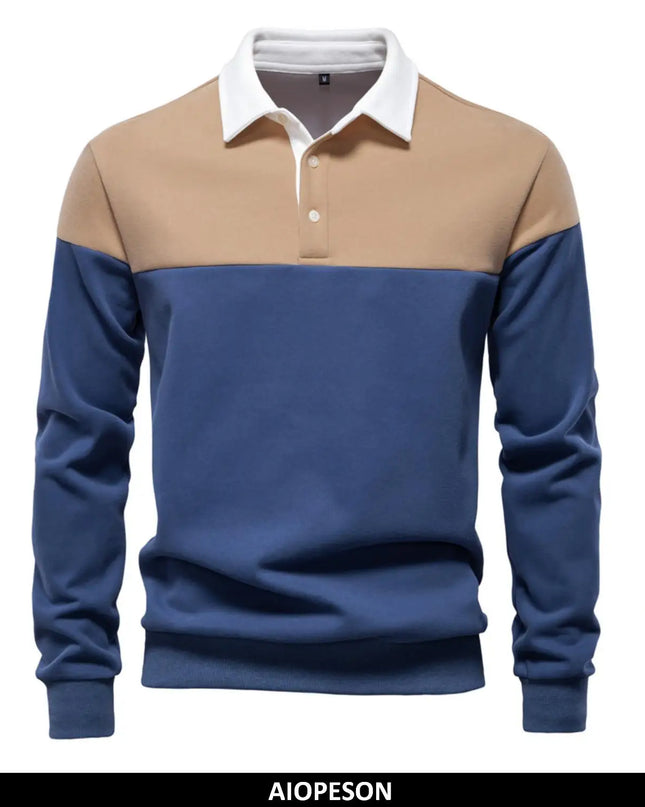 AIOPESON Men's Color Block Cotton Sweatshirt - Long Sleeve Casual Style