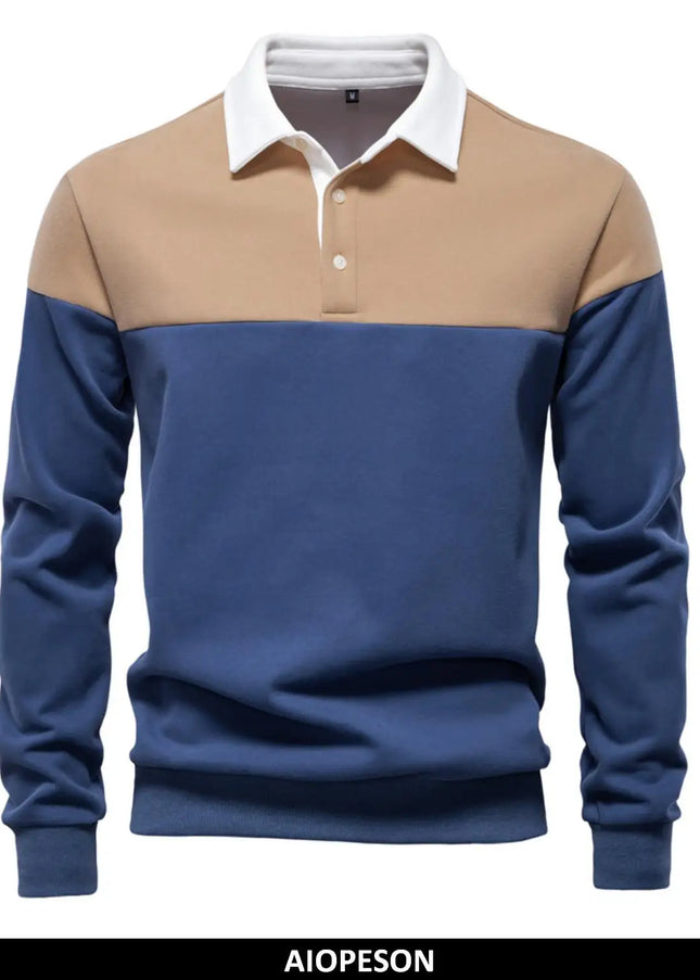 AIOPESON Men's Color Block Cotton Sweatshirt - Long Sleeve Casual Style