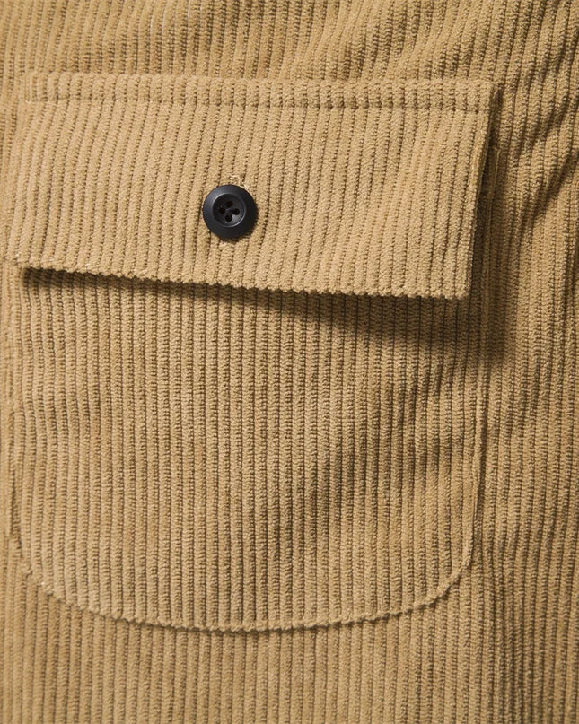 AIOPESON Men’s Corduroy Shirt - Solid Color Business Casual Design