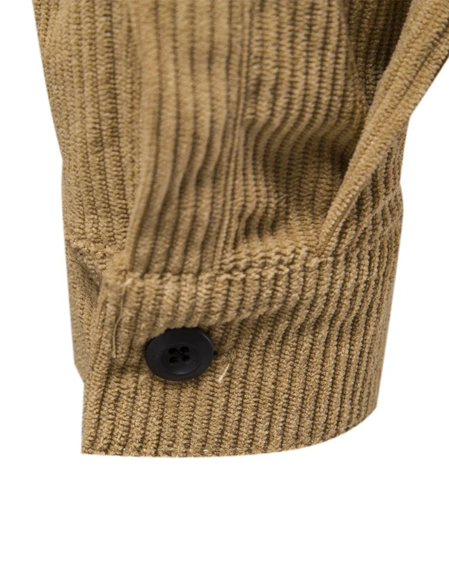 AIOPESON Men’s Corduroy Shirt - Solid Color Business Casual Design