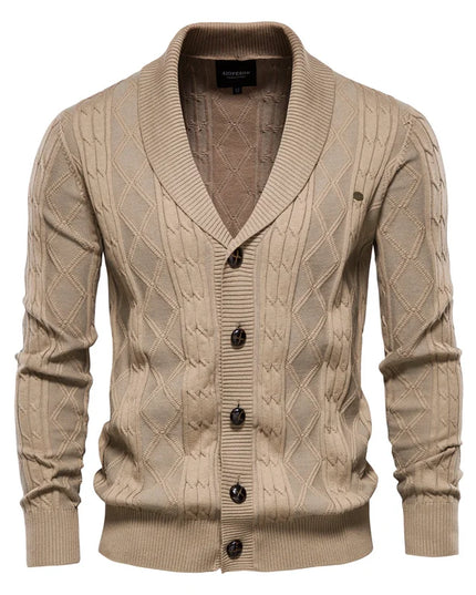 AIOPESON Men's Cotton Argyle Cardigan - Casual Solid Winter Sweater