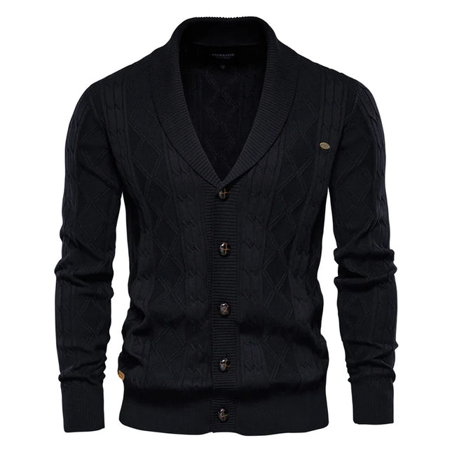 AIOPESON Men's Cotton Argyle Cardigan - Casual Solid Winter Sweater