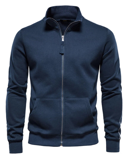 AIOPESON Men's Cotton-Blend Zip-Up Sweatshirt - Casual Sport Jacket