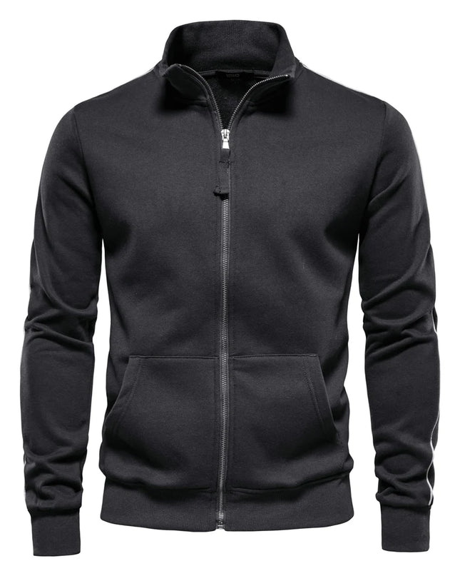 AIOPESON Men's Cotton-Blend Zip-Up Sweatshirt - Casual Sport Jacket