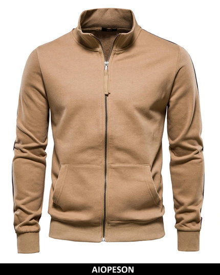 AIOPESON Men's Cotton-Blend Zip-Up Sweatshirt - Casual Sport Jacket