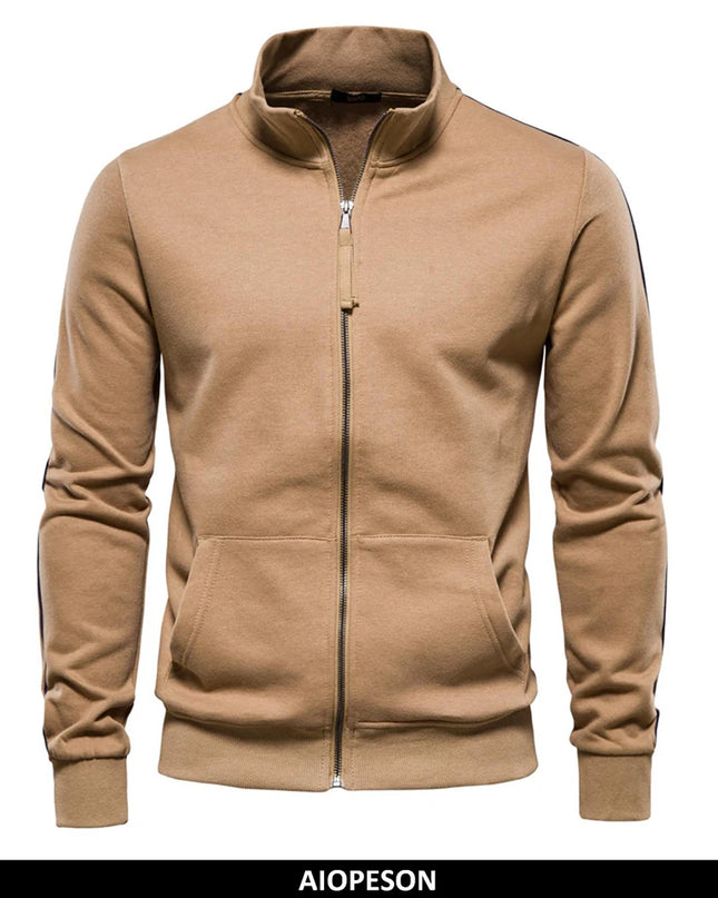 AIOPESON Men's Cotton-Blend Zip-Up Sweatshirt - Casual Sport Jacket