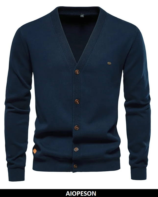 AIOPESON Men's Cotton Cardigan Sweater - Casual Single Breasted Style