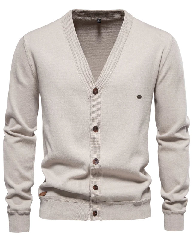 AIOPESON Men's Cotton Cardigan Sweater - Casual Single Breasted Style